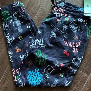 * SOLD * Graffiti Print Joggers